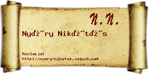 Nyáry Nikétás névjegykártya